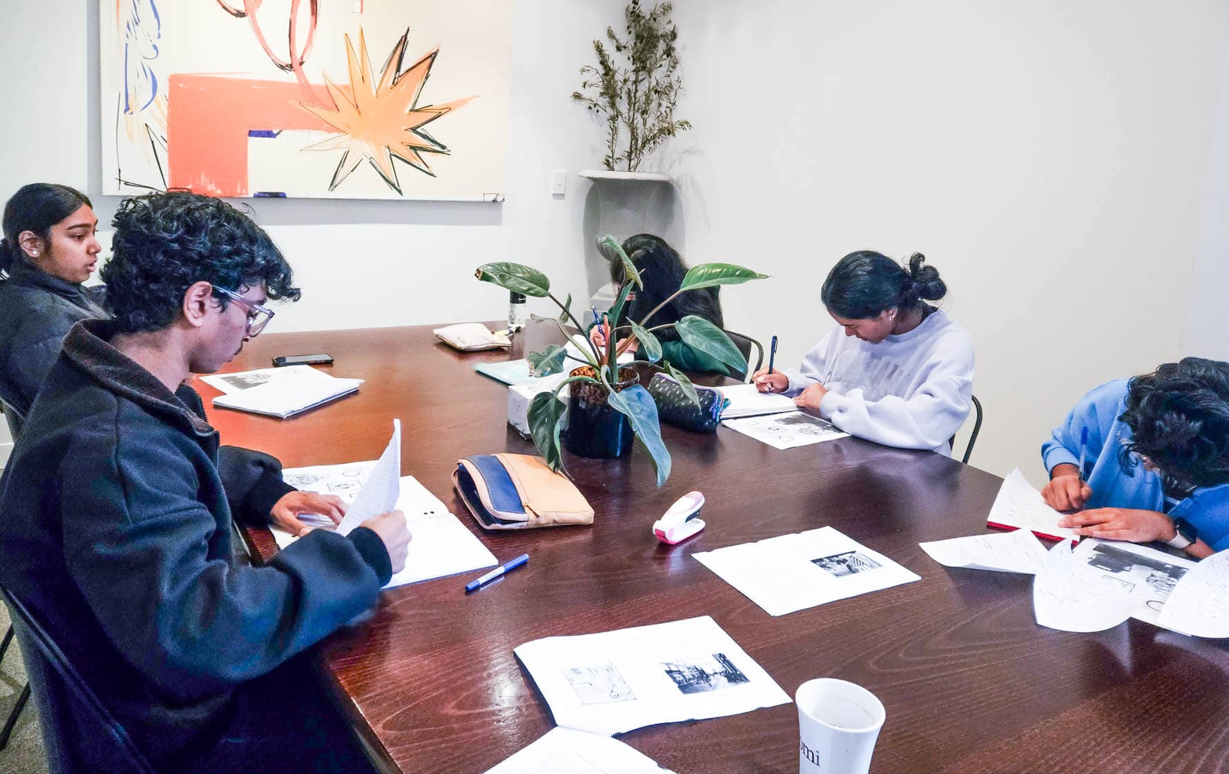 Small-group study around the table